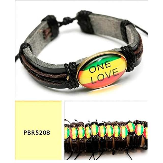 "One Love" Rasta Faux Leather Bracelets image