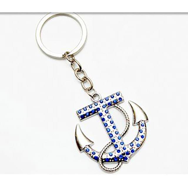 Blue Rhinestone Anchor Keychains image