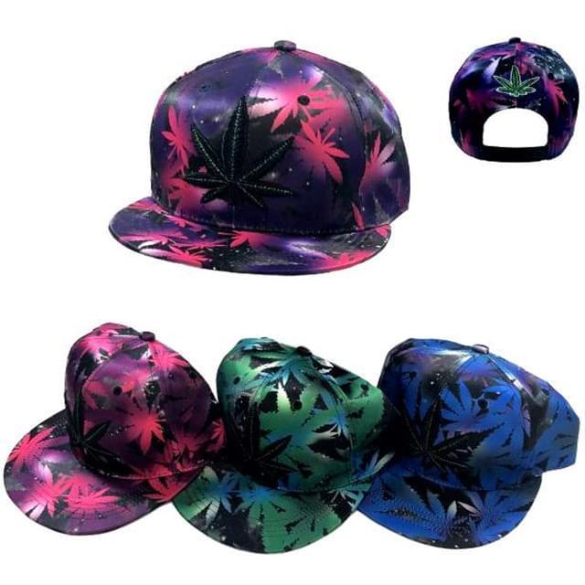 Wholesale Snap Back Hat Flat Bill/Large Marijuana image