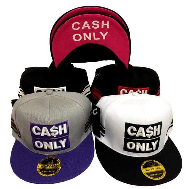 "Cash Only" Flat Bill Snapback Hats - Assorted Colors image