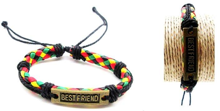 Faux Leather Rasta Color Friendship Bracelets image