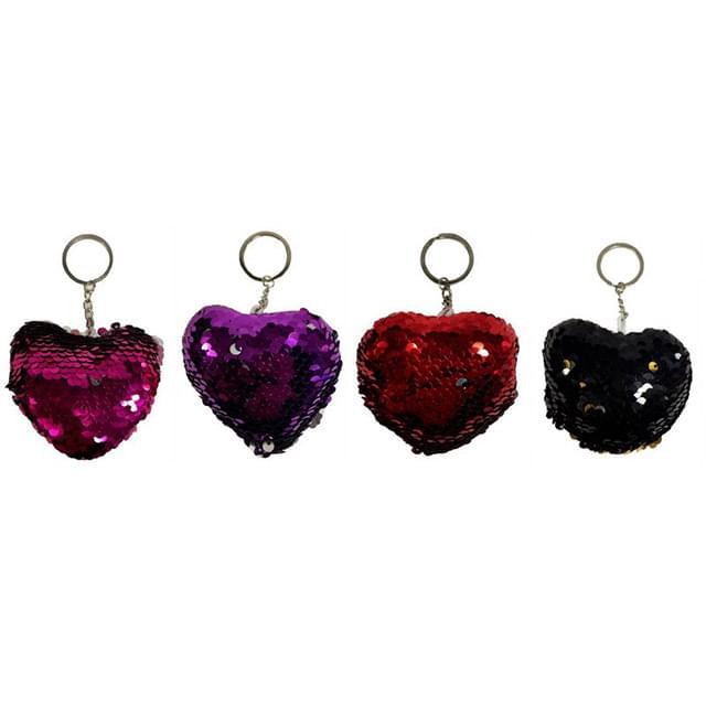 Wholesale Heart Shaped Keychain with Sequins Assorted Colors image