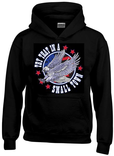 "Try That In A Small Town" Eagle Hoodies - Black XXL image