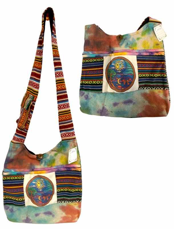 Nepal Handmade Hobo Purses With Tie Dye Boho Sun & Moon Design image