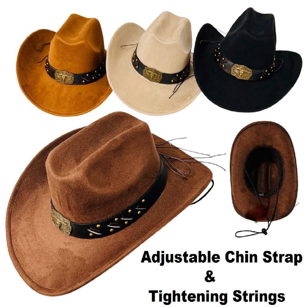 Brushed Faux Suede Cowboy Hat with Wide Studded Hat Band image