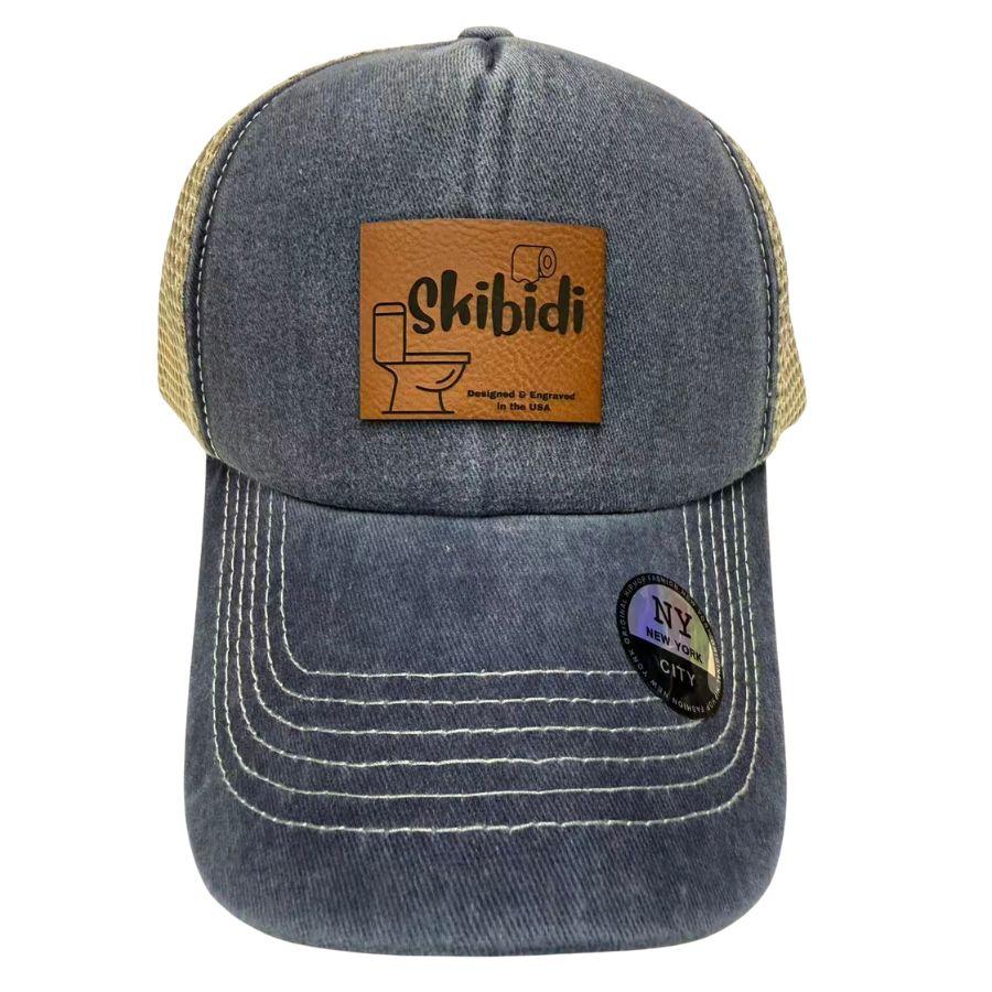 Wholesale Custom Laser Engrave Leatherette Patch Hat Skibidi image