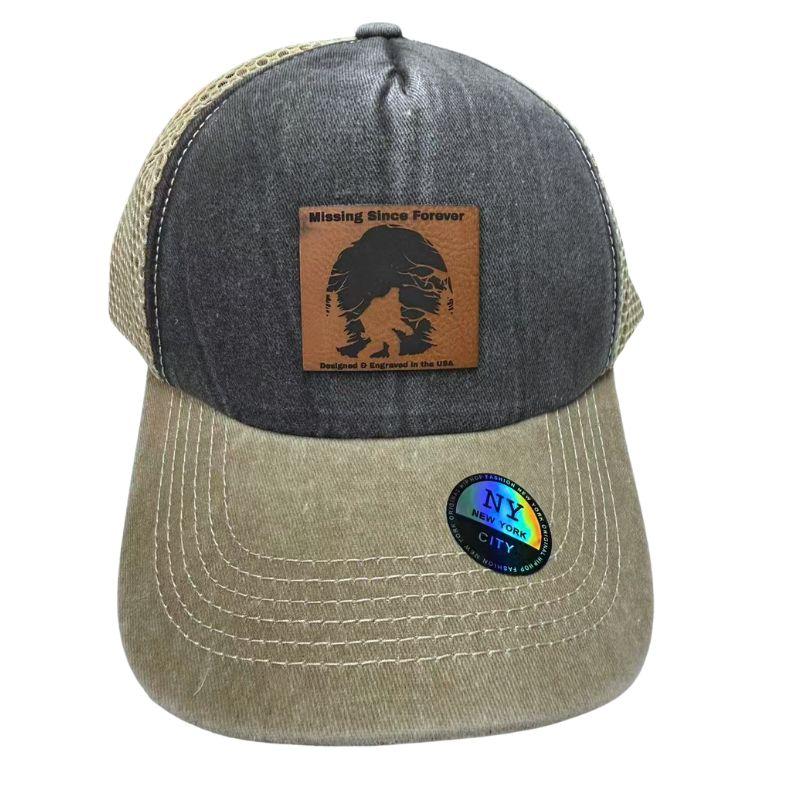 Wholesale Custom Laser Engrave Leatherette Patch Hat Missing Since Forever image