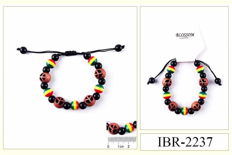 Rasta Color & Peace Sign Beaded Bracelets image