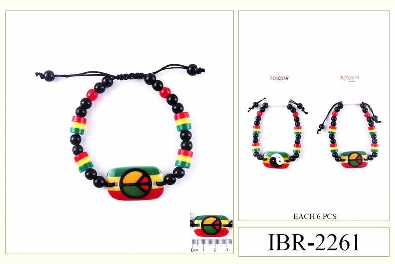 Rasta Color Peace & Yin Yang Centerpiece Bracelets image