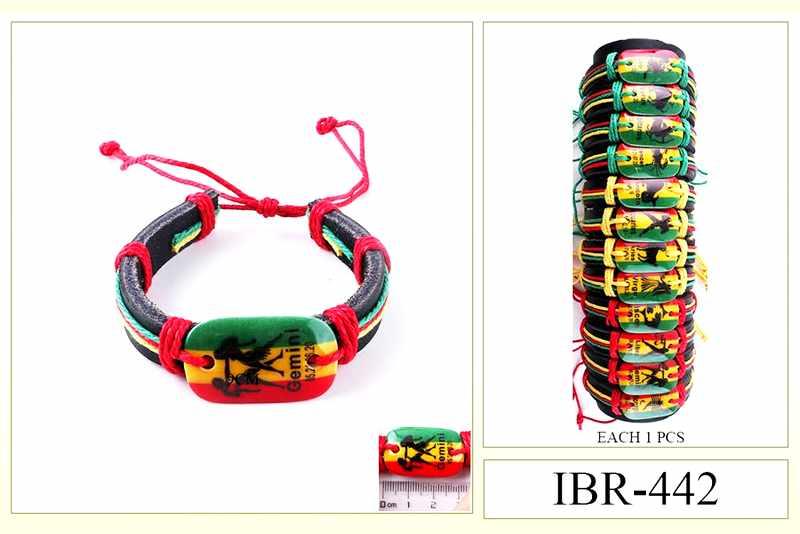 Zodiac Rasta Color Faux Leather Bracelets - Assorted image