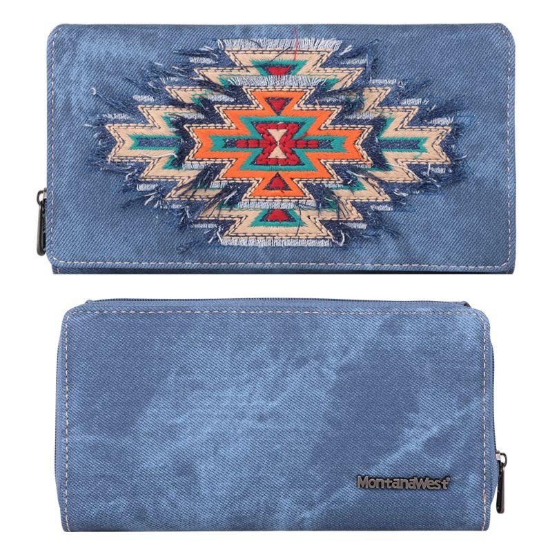 Montana West Aztec Collection Denim Wallet - Jean Blue image