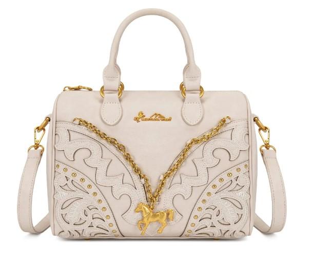 Montana West Western Horse Charm Satchel Crossbody Bag - Beige image