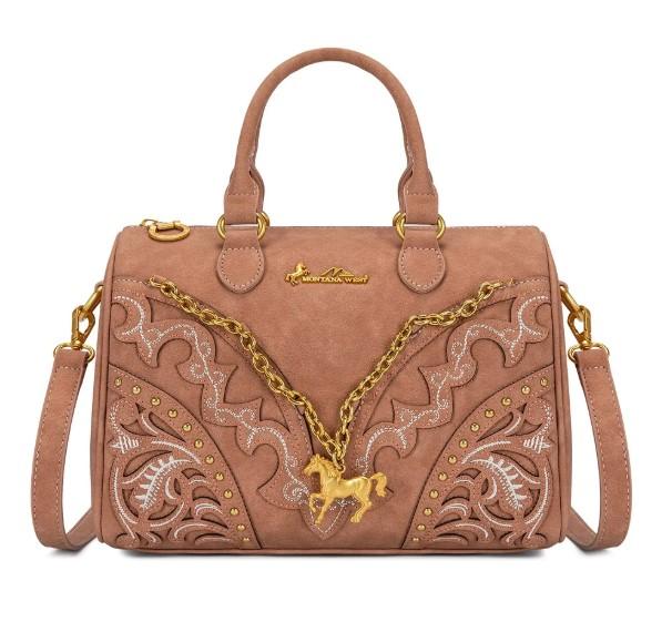 Montana West Western Horse Charm Satchel Crossbody Bag - Pink image