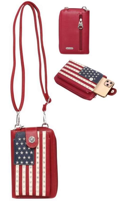 Montana West Western American Pride Phone Case Crossbody Wallet - Red image