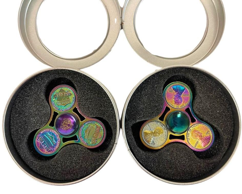 Metallic Tri-Lobed Fidget Spinners With Pennies image