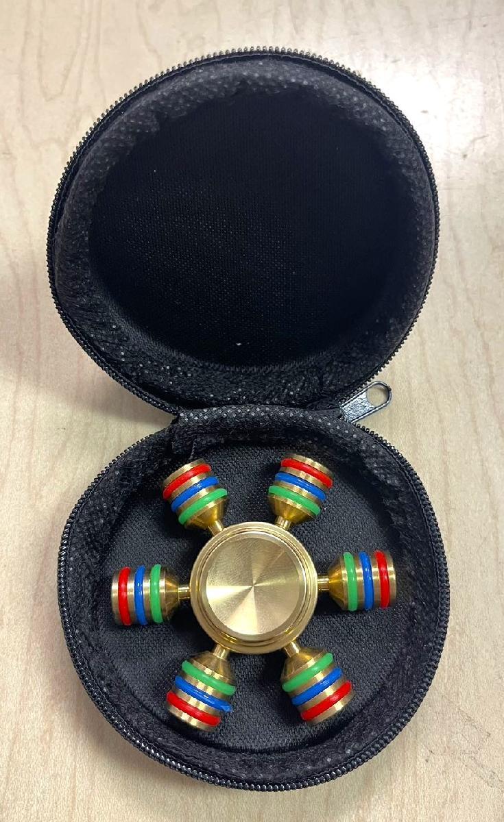 Metallic Tri-Lobed Fidget Spinners With Colorful Rings image