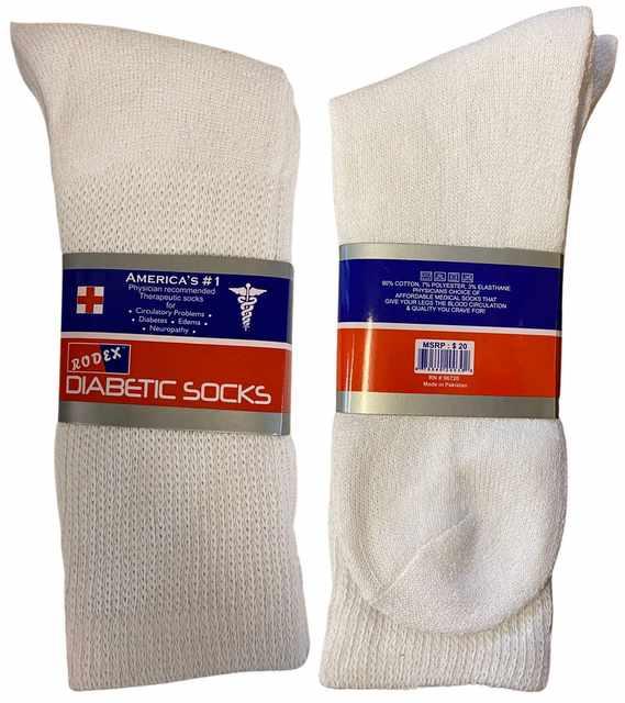 Diabetic Crew Socks - White image