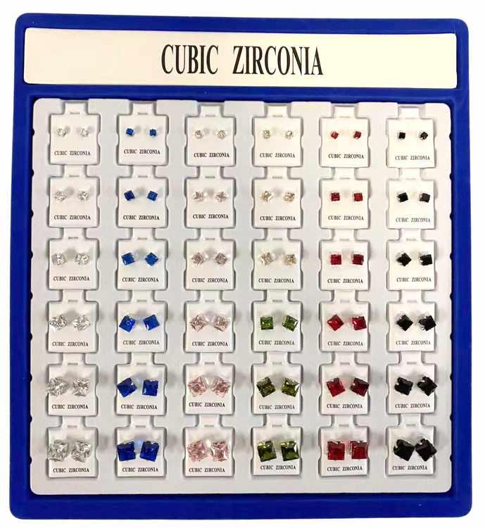 Square Shape Cubic Zirconia Stud Earring Sets - Assorted image