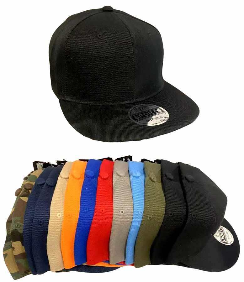 Assorted Solid Color Flat Bill Snapback Hats image