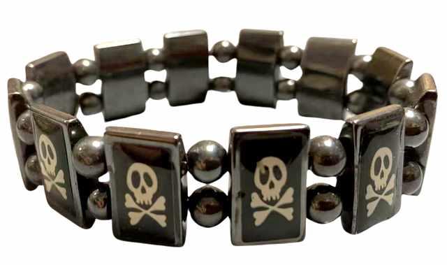 Magnetic Hematite Skull Print Bracelets image