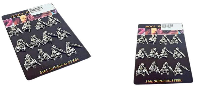 12 Pcs Silver Skull Body Piercing Jewelry image