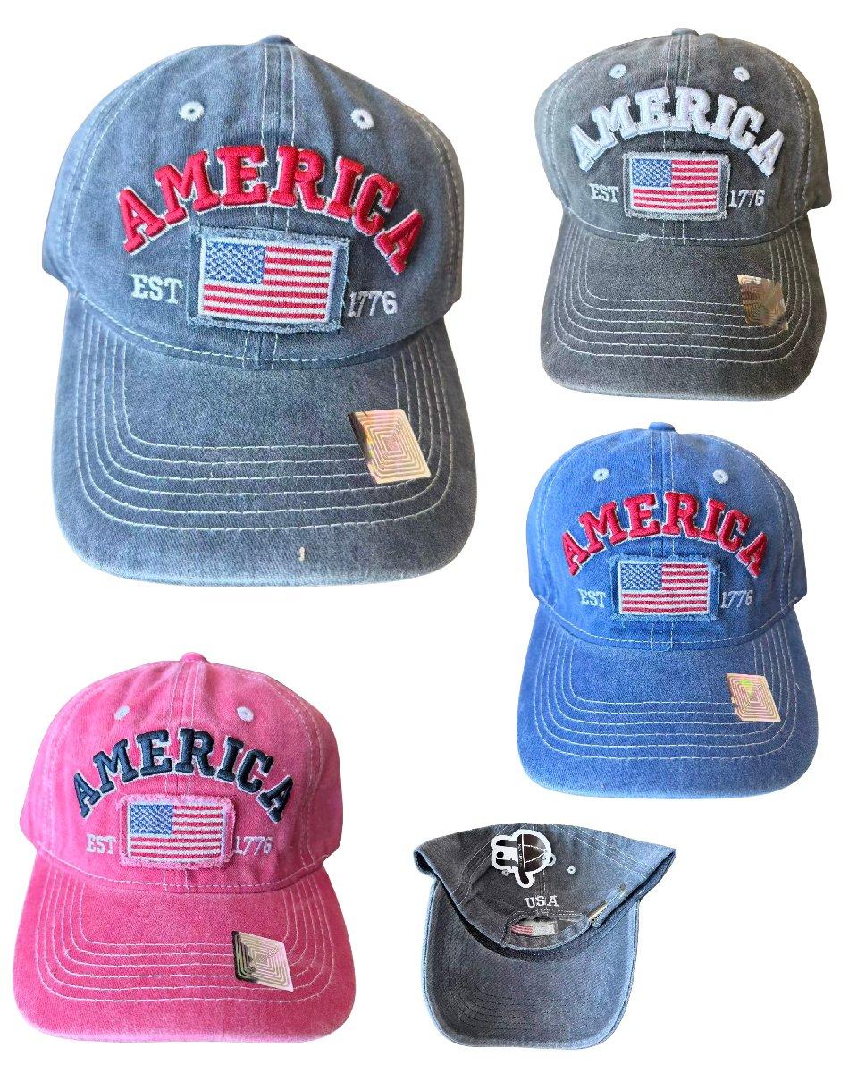 Pre-washed Cotton American Flag Baseball Cap/Hat