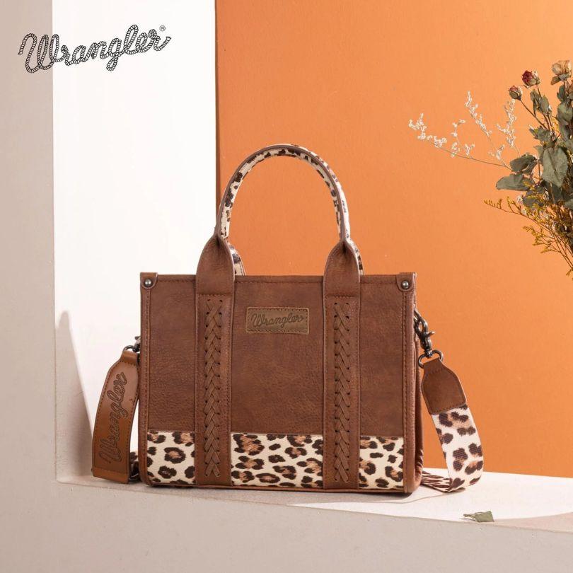 Wrangler Leopard Print Concealed Carry Tote & Crossbody - Leopard Brown image