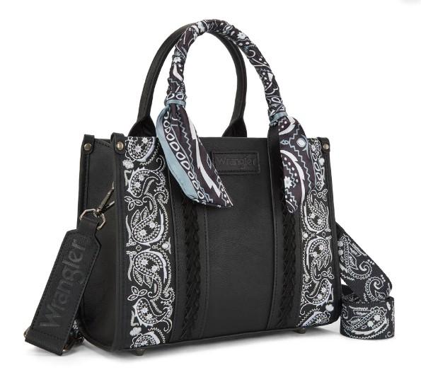 Wrangler Braided Paisley Bandana Tote Bag - Black image