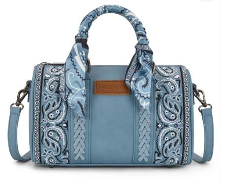Wrangler Braided Paisley Bandana Boston Bag - Jean image