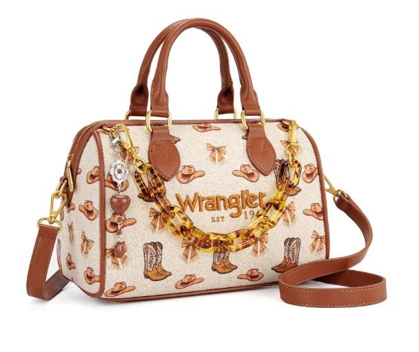 Wrangler Western Print Cowgirl Boston Bag-Tan image