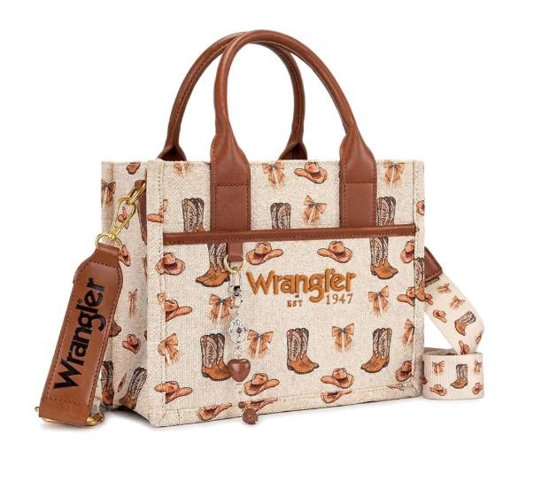 Wrangler Western Print Cowgirl Tote Bag/Crossbody-Tan image