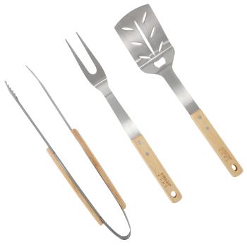 Gibson Home Barbecue Plus 3 Piece Barbecue Tool Set with Rubberwood Handles image