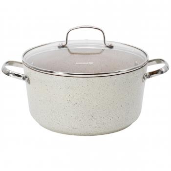 Korkmaz Granita 8 Liter Aluminum Nonstick Casserole with Lid in Tan image