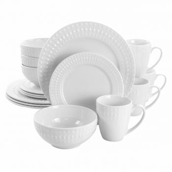 Elama Cara 16 Piece Round Porcelain Dinnerware Set in White image