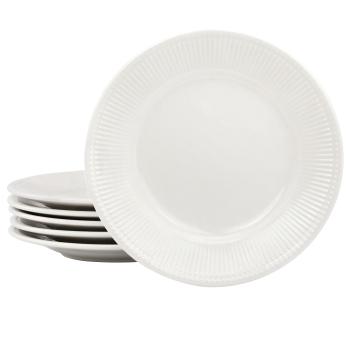 Elama Gretel 6 Piece Round Stoneware Salad Plate Set in White
