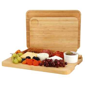 MegaChef 3 Piece Bamboo Cutting, Prep and Serving Boards image