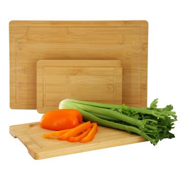 MegaChef 3 Piece 9 Inch, 12 Inch, and 15 Inch Bamboo Wood Cutting Board Set with Juice Grooves image