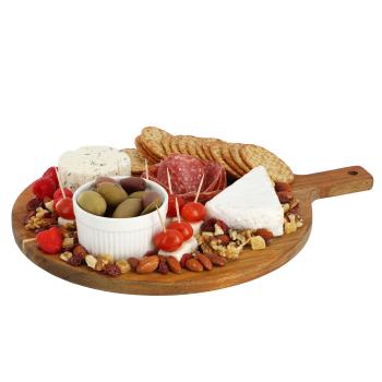MegaChef 12 Inch Acacia Wood Round Serving Board with Handle image