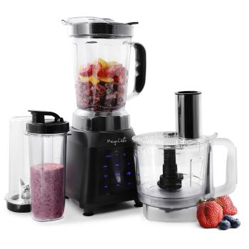 MegaChef 8 Cup 1400W Digital Blender with 5 Cup Food Processor and Two 24 Ounce On-The-Go Cup Combo Set