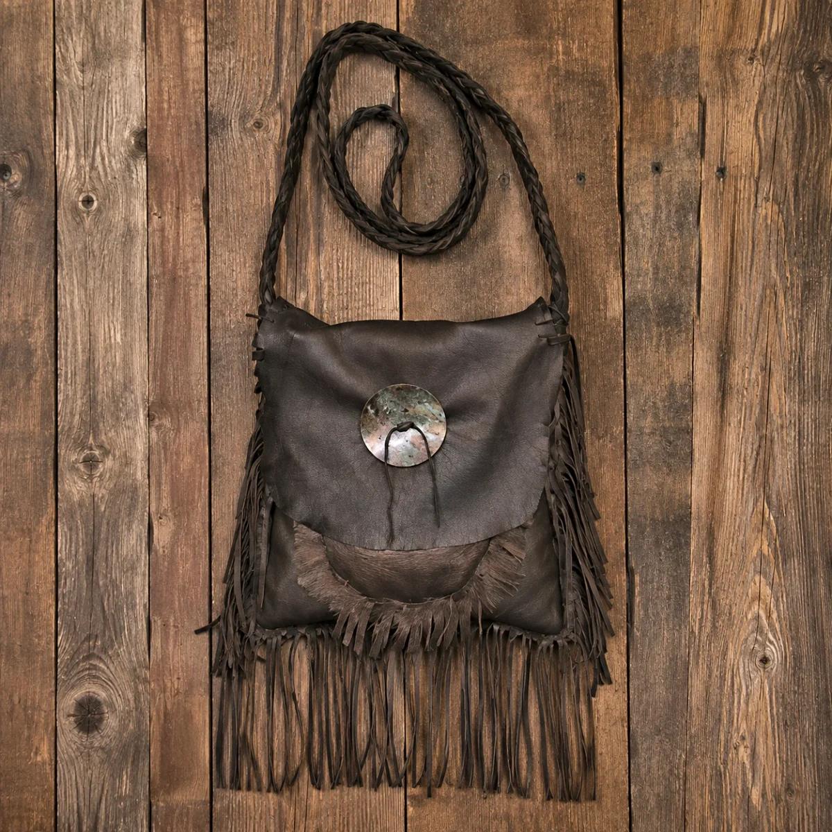 2 Compartment Square Buckskin Purse image