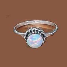 White Opal Sterling Silver Ring #100 image