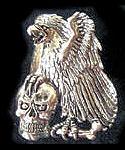Eagle Holding Skull Silver Biker Ring image