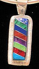 Multi-stone Inlaid Rectangular Pendant image