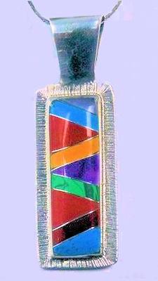 Rectangle stone inlay pendant image