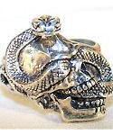Skull with Snake Silver Biker Ring image