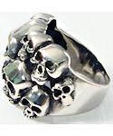 Stacked Skulls Silver Biker Ring image
