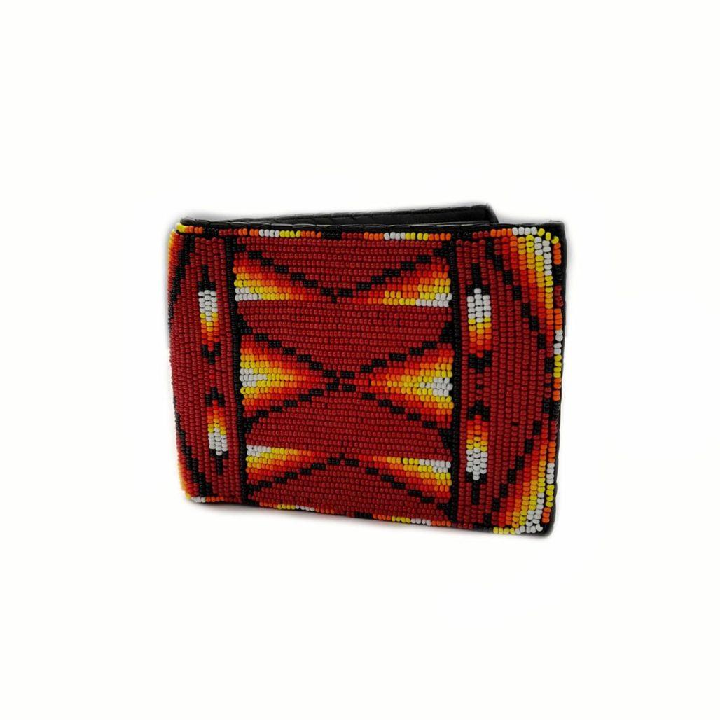 Leather beaded wallet, 6 credit card slots, 2 money compartments WBB-CAAA-W-01-SB-04 image
