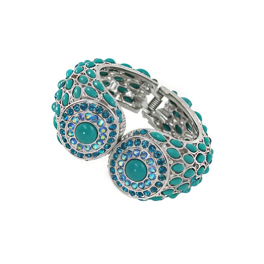 Turquoise and Aquamarine Hinged Bracelet image