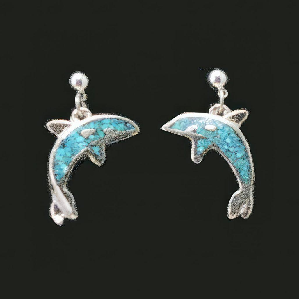 Turquoise Killer Whale Earrings image