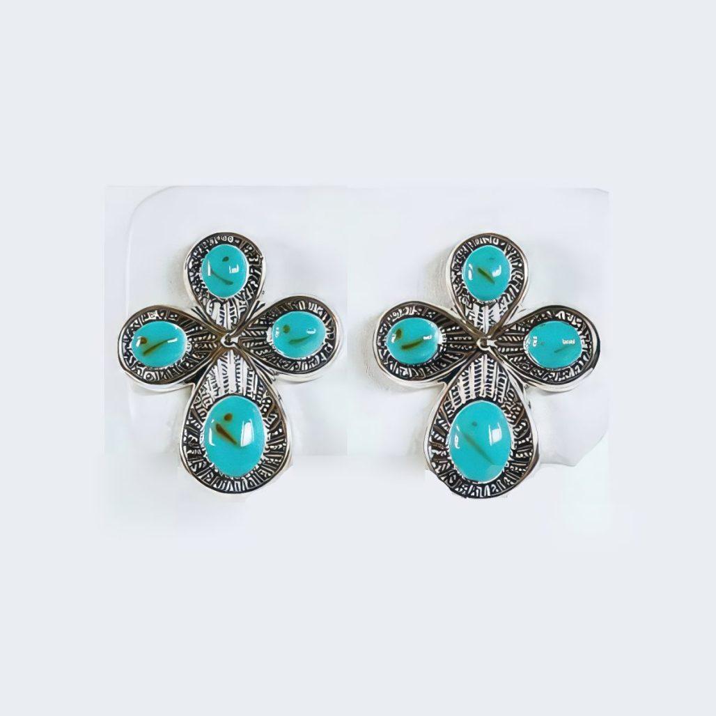 Turquoise Cross Earrings image